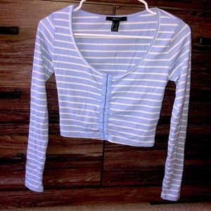 Forever 21 blue crop top with white stripes